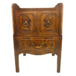 A good 18th century George III period tray top mahogany commode: three-quarter gallery above a