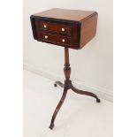 A Regency style (later) pedestal table: the reeded edge top with two full-width drawers with