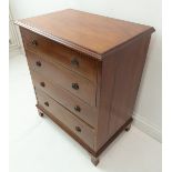 An early 20th century mahogany chest of small proportions: in George III style the moulded top above