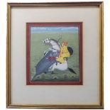 A late 19th / early 20th century Indian gouache study of wild boar hunting, later glazed gilt frame,