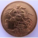 A Victorian sovereign dated 1895