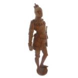 A finely carved wooden figure model of a high-ranking knight in full armour, coronet upon his