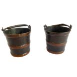 A pair of 19th century brass and copper coopered match holders modelled as pails (4.5cm) (2)