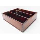 An early to mid 19th century three-division mahogany cutlery tray with brass handle (36.5 x 30 cm )