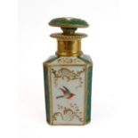 A 19th century French porcelain scent bottle and mushroom-shaped stopper: both hand-gilded and