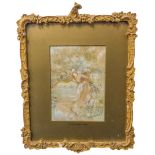 W. DUNCAN R.W.S. - a watercolour study, 'The Hiding Place', signed lower right, glazed gilt frame (