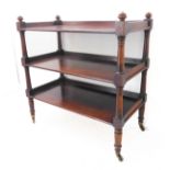 A mid 19th century three-tier mahogany dumb waiter: three-quarter galleried top above two further