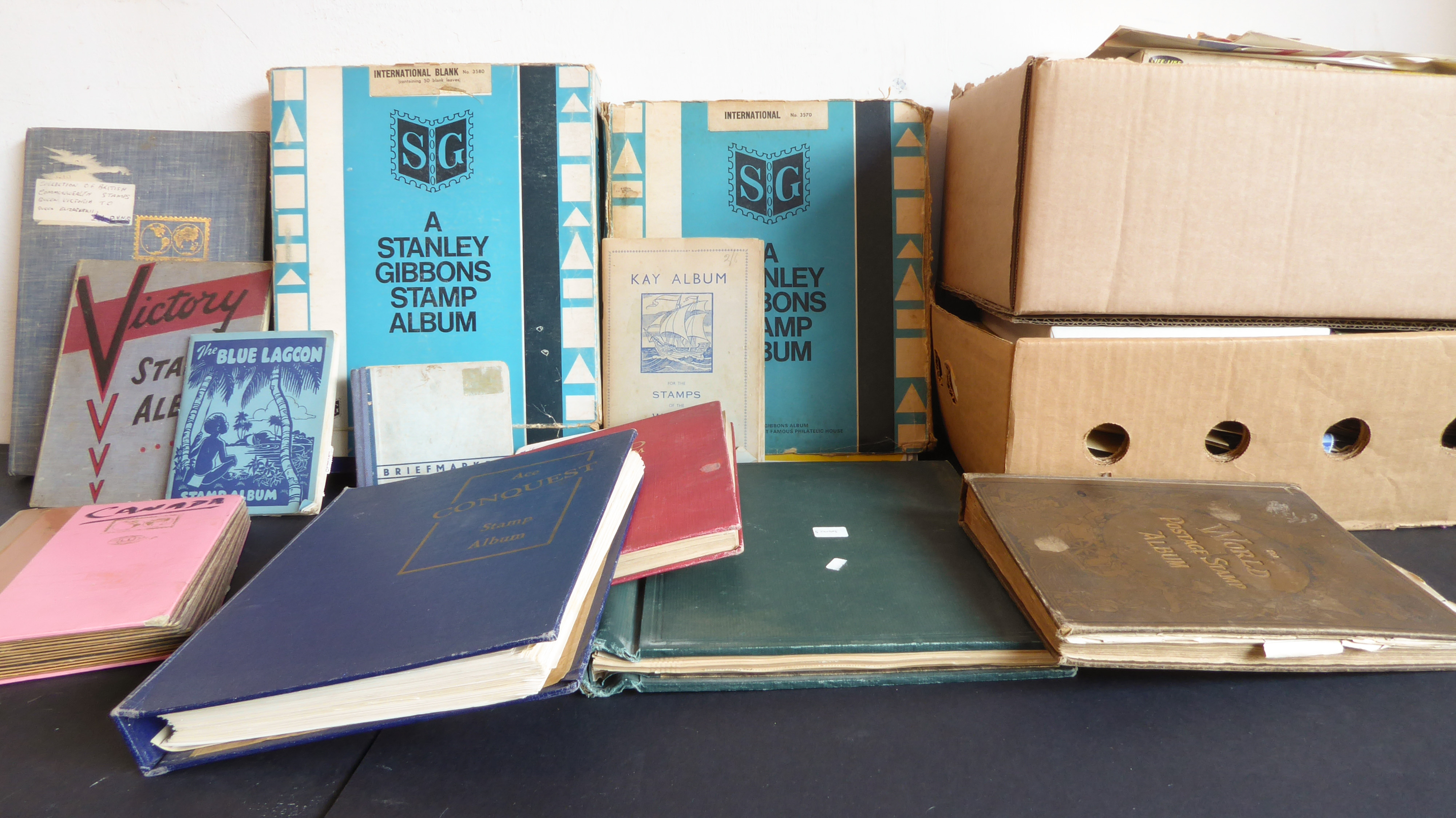 Three boxes containing loose stamps, envelopes and sundry albums