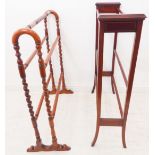 A 19th century mahogany towel stand with barleytwist uprights (68.5cm wide), together with one