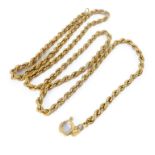 A 9-carat yellow gold rope twist chain necklace, convention hallmark (length 51cm, 8.8g)