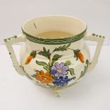 An early 20th century Austrian three-handled ceramic vase retailed by Liberty of London (printed and
