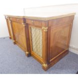 A fine reproduction (in early 19th century style) breakfront, walnut, gilt-metal mounted and brass-