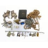 A small collection of Victorian and later jewellery some of Eastern origin including: a curb link