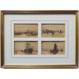 After WILLIAM BALL - A series of four etchings: London Bridge, Greenwich, Off Woolwich and Long