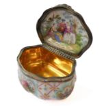 A good 19th century bombe-shaped continental ceramic box and hinged cover (probably French): the