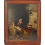 After SIR DAVID WILKIE - 'The Jew's Harp', oil on panel, maple frame (af) (16½ x 13in; 42 x 33cm).