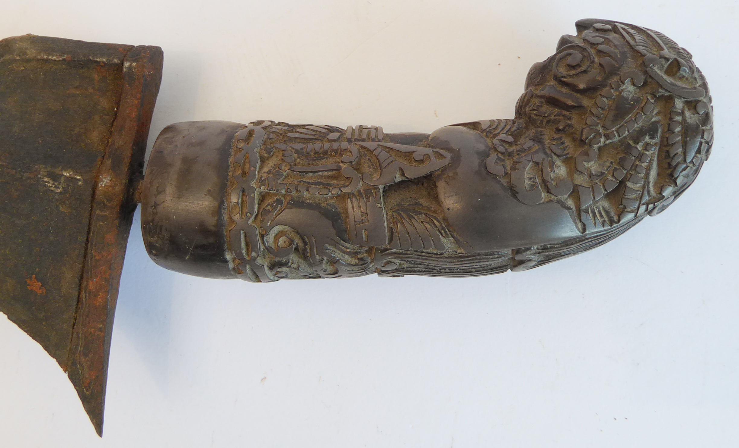 A Javanese/Sumatran Kris (probably early 20th century): oxidised 34cm blade, wooden scabbard and - Image 4 of 9