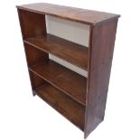 A set of 19th century stained pine open shelves (66.5cm wide)