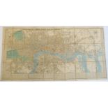 An 1835 hand-coloured folding map, 'Crutchley's New Plan of London shewing all the new and