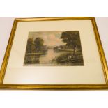 J. THORN - A river scene in oil, signed and dated '82 lower left, glazed gilt frame, (19 cm  x 26