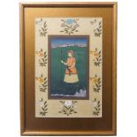 A late 19th / early 20th century Indian school gouache on paper study of a nobleman with spear and