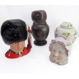 A group of four comprising: a Royal Doulton 'The Guardsman' character jug; a James Kent Old Foley