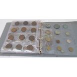 An album of 155 world coins and some loose. To include: 1923 Peru 1 sol;  1929 Peru ½ sol;  1935