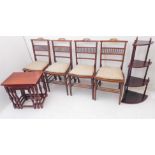 An assortment comprising: four late 19th / early 20th century mahogany bedroom chairs with marquetry