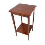 A 19th century rosewood occasional table: square crossbanded; conforming undertier; square