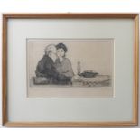 RICHARD BEER (1928-2017) - A limited edition (1 of 10) monochrome etching 'Pizzerie', signed in