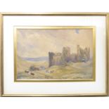 A 19th century watercolour study of Manorbier Castle, Pembrokeshire, (fading), (27.5 cm x 42 cm),