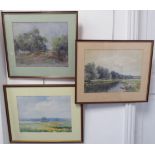 E. K. WELLER - Two river scenes in watercolour and a woodland scene in pastel (the largest image