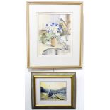Two watercolour studies: TONY HENDERSON (20th century) - 'Cornflowers & Daisies', signed lower right