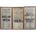 Three mid-19th century theatre posters: 'Much Ado About Nothing' - Princess's Theatre, Oxford Street