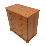 A modern pine chest with four full-width drawers (78cm wide x 80cm high)