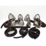 Eight pairs of stirrups and five pairs of stirrup leathers