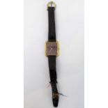 A gentleman's 18-carat gold electroplated dress wristwatch (for spares or repair): the claret dial