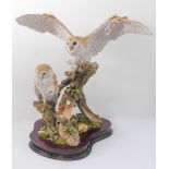 A fine, large and extremely well-modelled figure of two barn owls: circa 1996 Country Artists