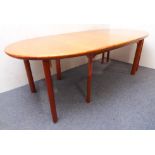 A modern oval cherrywood dining table: two hidden leaves (174 cm unextended, 319 cm extended x 109