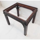 A Chippendale-style mahogany stool (minus drop-in seat): blind fret friezes and the corners headed