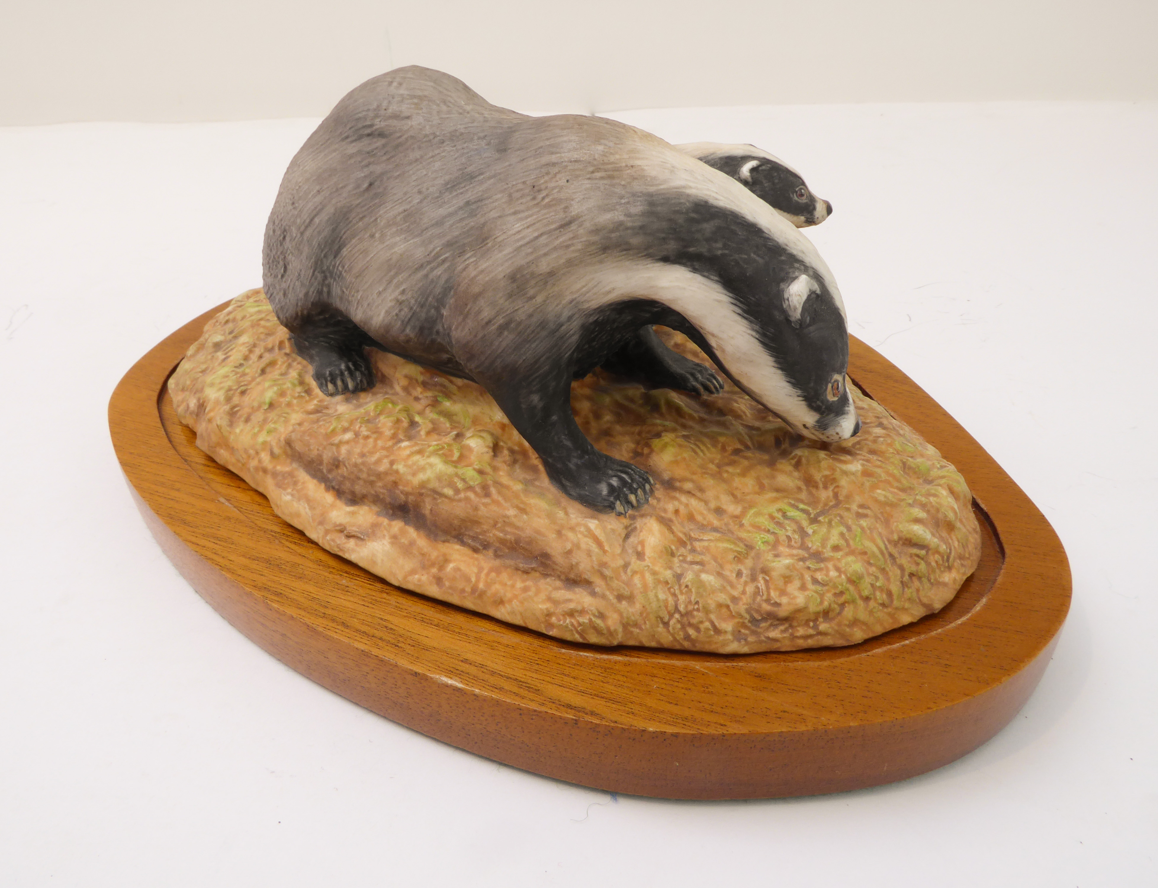 'Badgers' - a Countryside Cameo fine bone china model of a badger and cub sculpted by R. - Image 2 of 4