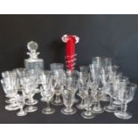 A fine collection of 18th to 20th century drinking glasses, a 20th century lead glass decanter and a