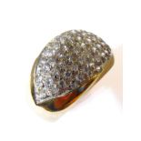 A 9-carat gold multi-diamond set bombe ring, size N/O