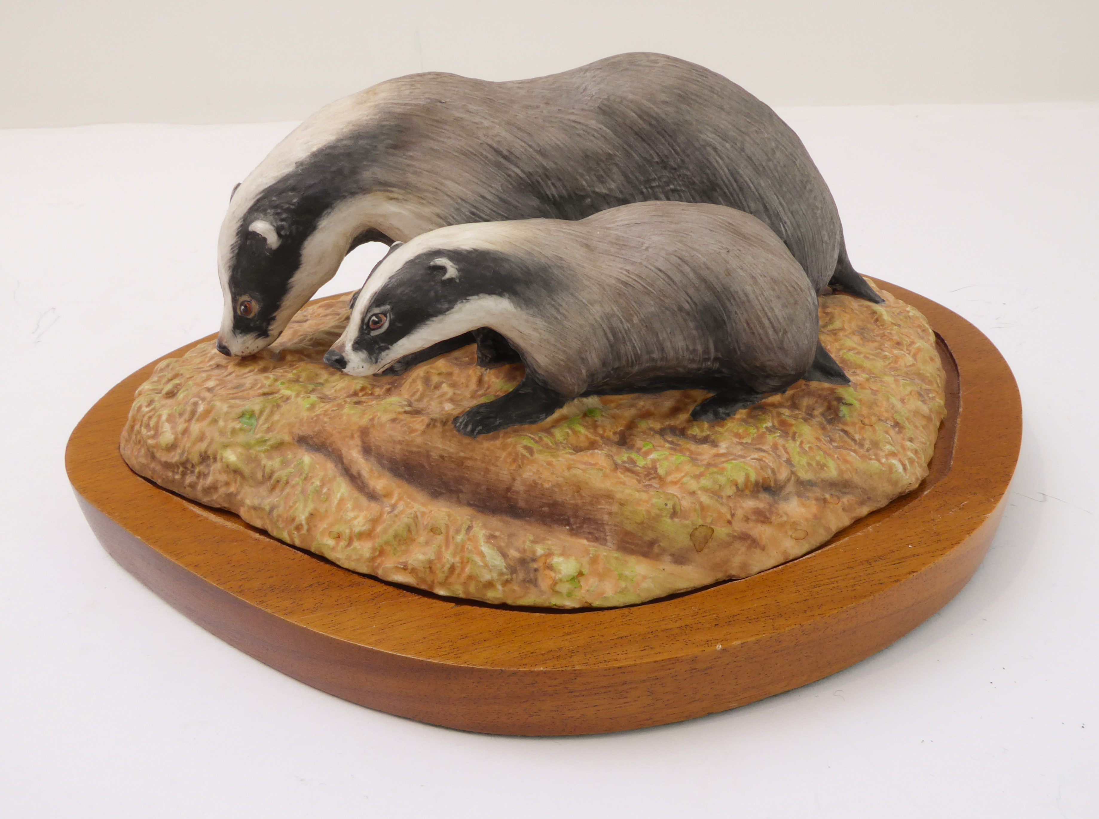 'Badgers' - a Countryside Cameo fine bone china model of a badger and cub sculpted by R.