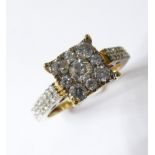 A 14-carat gold ring set with 41 diamonds, ring size N/O