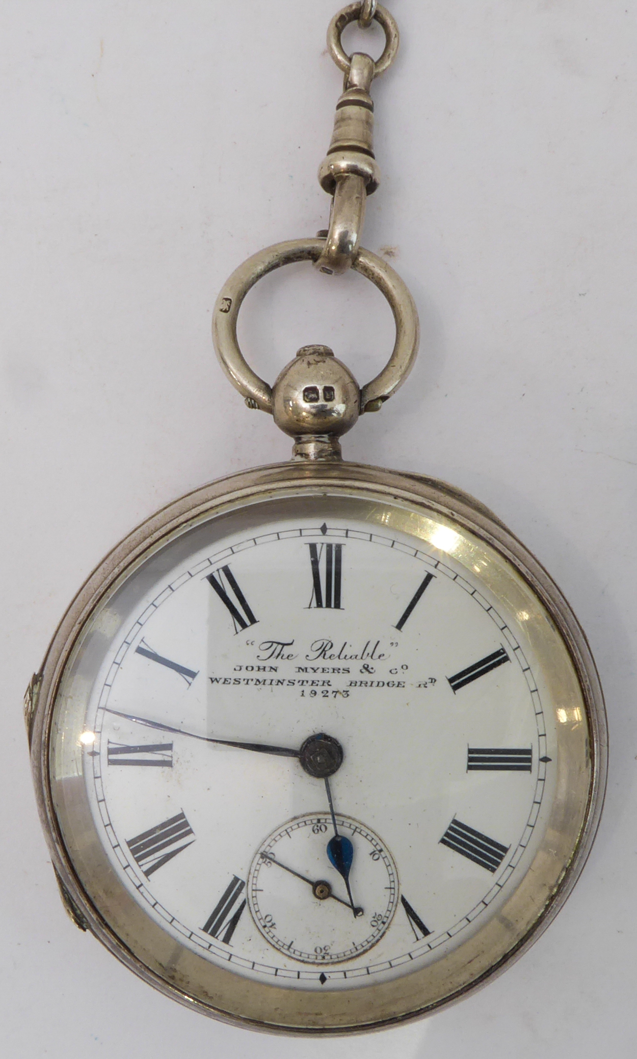 Three open-faced pocket watches: a large gentleman's example marked 'The Reliable: John Myers & - Image 4 of 7