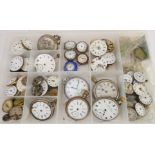 A good quantity of pocket-watch dials, movements, glasses and various associated spare parts,