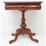 A 19th century style (good modern reproduction) mahogany side table: thumbnail moulded top above