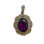 A Victorian amethyst and pearl pendant