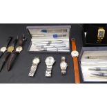 A gentleman's boxed Oskar Emil gold-plated dress wristwatch, with some paperwork and spare links,